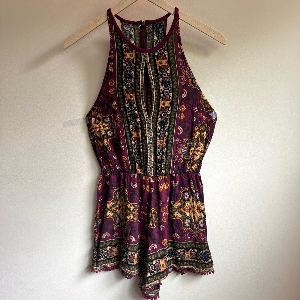 Bohemian Burgundy Romper